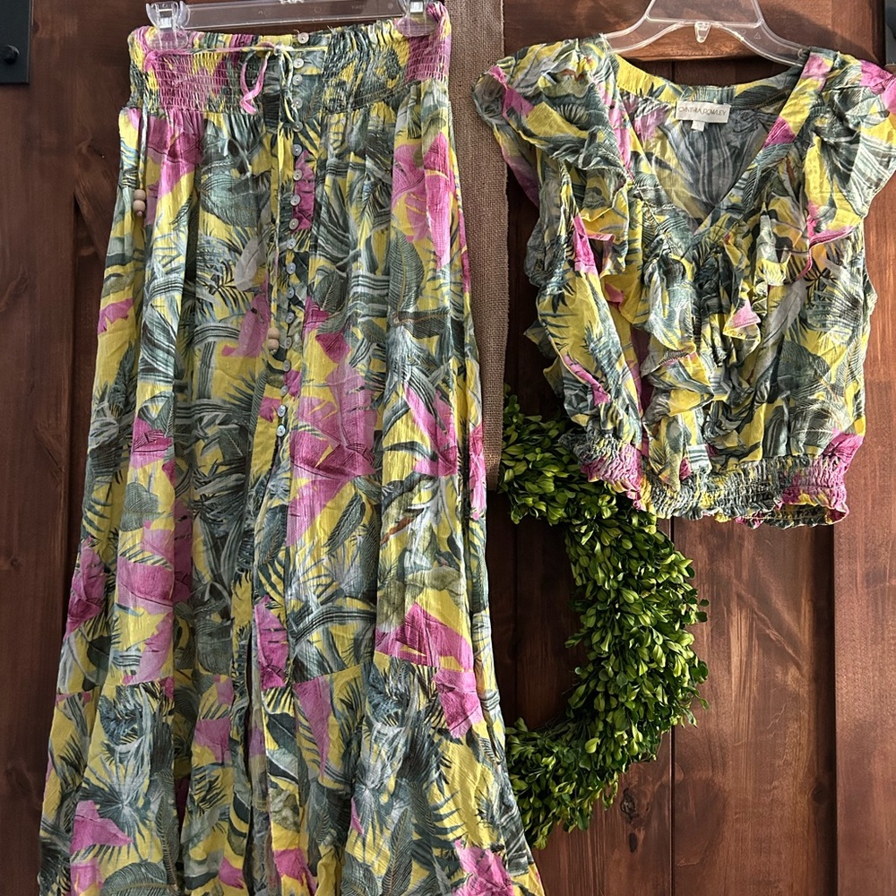 Cynthia Rowley tropical skirt set